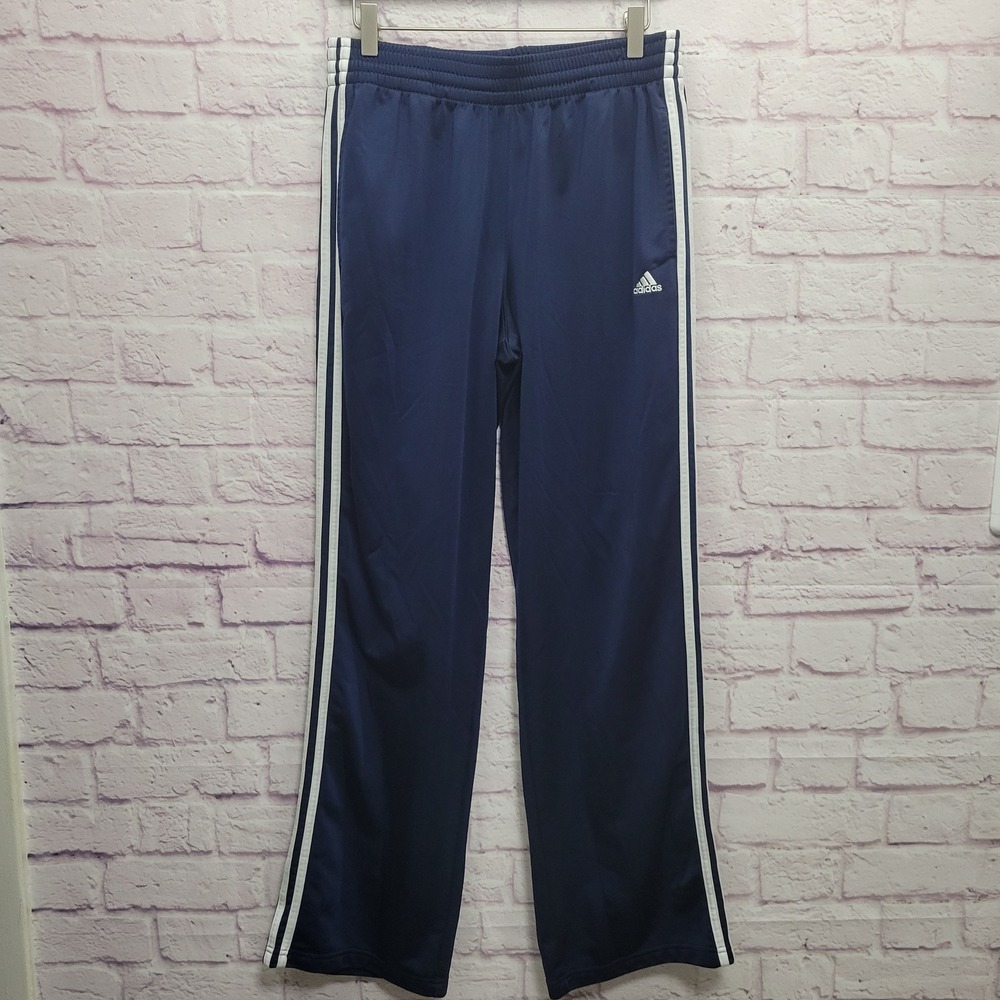 Adidas Athletic Track Pants Mens L Navy Blue Wide Leg Y2K Soccer Sporty Retro